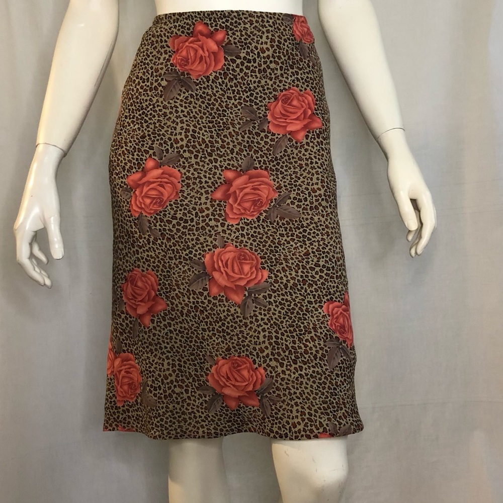 Vintage 90s skirt essence collection leopard print floral size 12